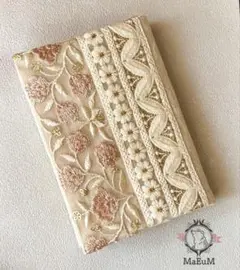 MaEuMインド刺繍リボン文庫本ブックカバー片側調整タイプ【pink5】