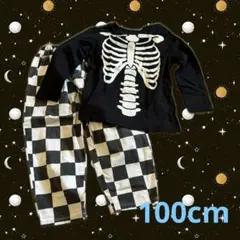 スカルプリントTシャツとチェッカーパンツセット