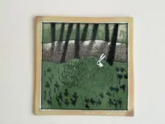 茂みの中のうさぎ 1983年 アラビア ヘルヤ 陶板画 Arabia
