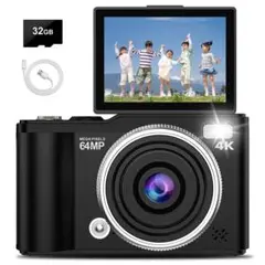 4Kデジタルカメラ デジカメ コンパクトカメラ 4K録画 6400万画素 16倍