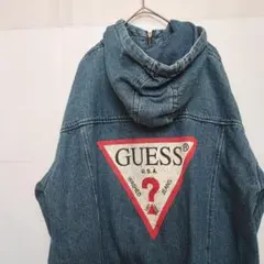 【即購入可能】GUESS デニムジャケット フーディー トライアングルロゴ