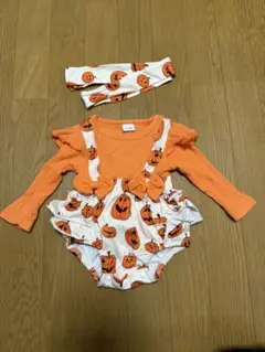 ハロウィン パンプキン柄ロンパースセット
