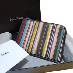 未使用 ポールスミス フラグメントケース カードケース小銭入れ マルチストライプ