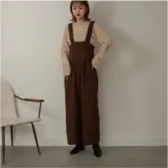 【amiur】 velvet tie back overall