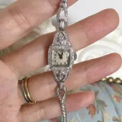 希少 OH済 ハミルトン 大粒マーキスカット ダイヤ1.5ct カクテルウォッチ