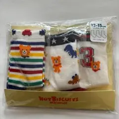 新品ミキハウス 　クルーソックス3足パック13～15㎝ボーダービーンズ