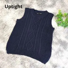 アップタイト Uptight ネイビー ケーブル編み ニットベスト レディース