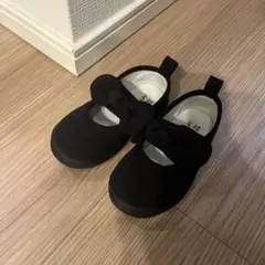 Petit main 黒 リボン付きバレエシューズ 14cm 女の子　美品
