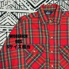 【80s】WOOLRICH タータンチェック柄ネルシャツ Sサイズ相当 紺タグ
