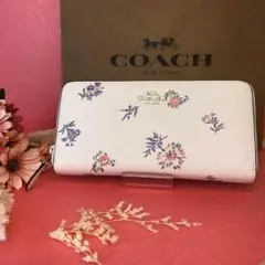 ☆COACH 長財布 ホワイト カラフル 花柄