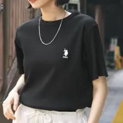 U.S. POLO ASSN. リブクルーネック半袖Tシャツ　ブラック