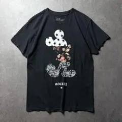 Disney×Neff コラボT ミッキーマウス　柄　ペイズリー　花　星　黒　M