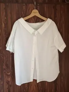 パル Chez toi ホワイトオフショルダーシャツ M 綿100%