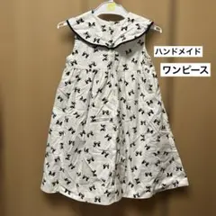 ハンドメイド 子供服 ワンピース リボン柄