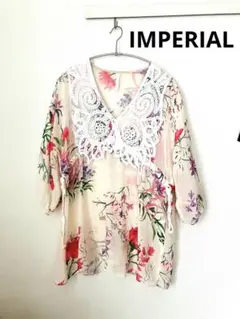 花柄シフォンレース襟トップス　IMPERIAL インペリアル