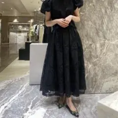 【ツルバイマリコオイカワ】フラワーレースタックフレアロングスカート