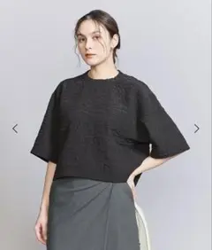【新品】BEAUTY&YOUTH ジャガード クルーネック 6分袖 プルオーバー