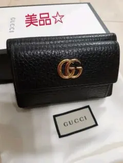 美品☆グッチ マーモント コンパクト レザー 財布 黒色