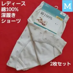レディース 綿100% 深履きショーツ パンツ 2枚組 M