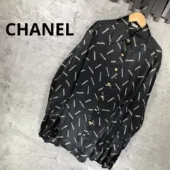 『CHANEL』シャネル 飛び散りロゴ/ヴィンテージ シルクシャツ / ブラウス