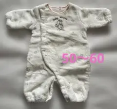 ミニーマウス.フリースロンパース　ディズニー　 白　50〜60