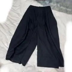 黒 ワイドパンツ ゴムウエスト