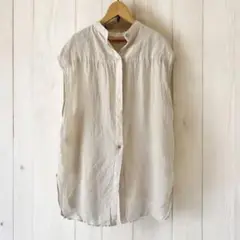 ウィムガゼット 麻リネン　シャツ ブラウス ベージュ フリーサイズ