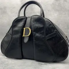 極希少品✨クリスチャンディオール オーストリッチ ダブルサドル ハンドバッグ 黒
