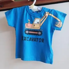 ショベルカー プリント Tシャツ 青サイズ90タグ付き