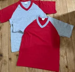 グレー/レッド ラグランスリーブ Tシャツ 2枚セット　 USA製