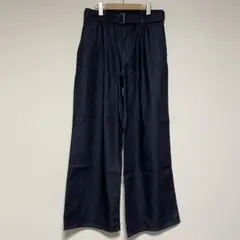GU(米国仕様品)XLライトデニムベルテッドワイドパンツ+OSネイビー　ジーユー
