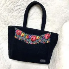 FINER 花柄　ハンドバッグ 黒　お値下げ