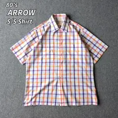 80s ビンテージ ARROW 半袖 シャツ ボックス L 古着 チェック