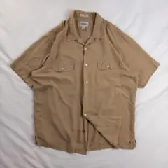 ビンテージ古着 90s00s 開襟 立体 単色 くすみ ブラウン シルクシャツ