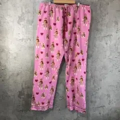 Y5411古着　柄パンツ　パジャマパンツ　ピンク　90s Y2K