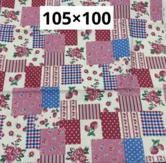 187 ローズ＆ストロベリー柄　生成り　10オックス生地　105×100