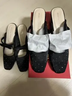 ラインストーンチュールミュール⭐︎ブラック⭐︎新品未使用