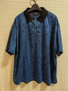 AZUL BY MOUSSY ジップアップ 襟付 半袖シャツ ブルー　Fサイズ