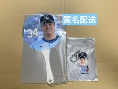 埼玉西武ライオンズ 甲斐野央 ミニうちわ デカフェイス キーホルダー 2点セット