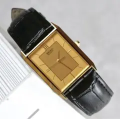 SEIKO クォーツ 9021-5290 メンズ腕時計 ゴールド文字盤 スクエア