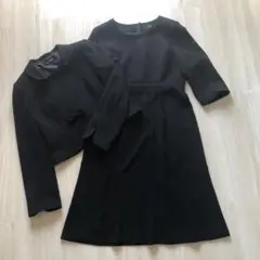 ソーシャルタイム　ブラックフォーマル ワンピース ノーカラー 喪服 美シルエット
