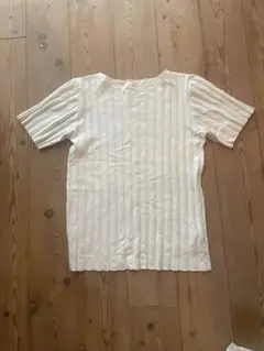半袖リブニット　白M