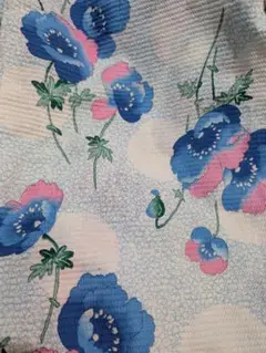 青とピンクの花柄 浴衣単品