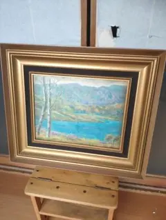 鍋井克之、【伊豆熱川の海岸】、希少な大判額装用画集より、美品、日本人画家 鍋井克之、【伊豆熱川の海岸】、希少な大判額装用画集より、美品