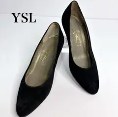 ysl パンプス　イヴ・サンローラン　スエード　ブラック　アーモンドトゥ