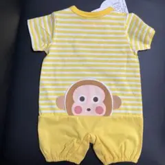 ✨️新品未使用 ✨️おさるのもんきち ボーダー イエロー ロンパース 70cm
