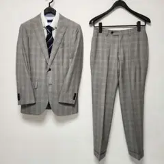 グリーンレーベルリラクシング　×　グアベロ　スーツ　グレー　チェック