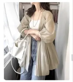 新品　シアーペプラムジップアップ　グレージュ　XL