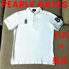 PEARLY GATES★パーリーゲイツポロシャツ★ホワイト×ネイビー★美品★4