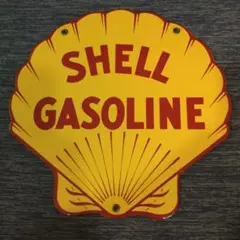 90s Shell ガソリン ホーローサイン 貝殻型 約30cm